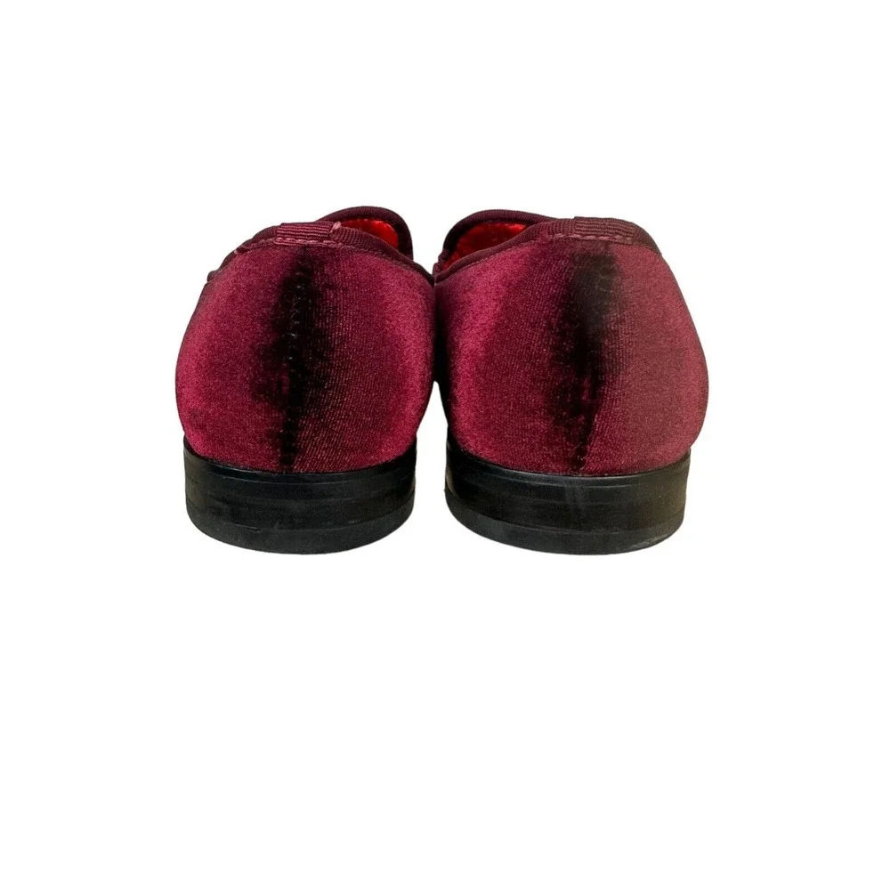 ELANROMAN Men's Loafers Wine Red Velvet With Gold Accent Dress Shoes_SZ 11‎ EU45